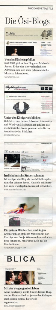 "Ösi-Blogs", Scan aus: Der Standard, Rondo, 9. Oktober 2009